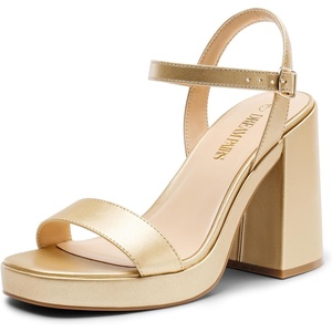 image:imageDREAM PAIRS Heels for Women Block Chunky Platform High Heels Open Toe Fashion Wedding Party Evening Prom Dance Ankle Strap Dress Pump Sandals ShoesGold