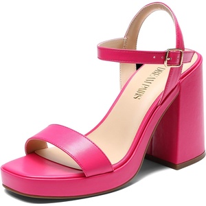 image:imageDREAM PAIRS Heels for Women Block Chunky Platform High Heels Open Toe Fashion Wedding Party Evening Prom Dance Ankle Strap Dress Pump Sandals ShoesHot Pink