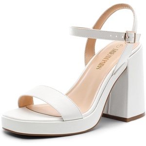 image:imageDREAM PAIRS Heels for Women Block Chunky Platform High Heels Open Toe Fashion Wedding Party Evening Prom Dance Ankle Strap Dress Pump Sandals ShoesWhite