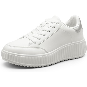 image:imageDREAM PAIRS Women Platform Chunky Lightweight Comfortable Casual Faux Leather Lace Up Dee Walking Fashion SneakersWhiteSilver