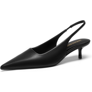 image:imageDREAM PAIRS Womens Kitten Heels Slingback Low Closed Toe Comfortable Pumps Pointed Toe Wedding Party Elegant Dress ShoesBlackpu