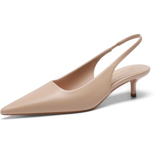 image:imageDREAM PAIRS Womens Kitten Heels Slingback Low Closed Toe Comfortable Pumps Pointed Toe Wedding Party Elegant Dress ShoesNude