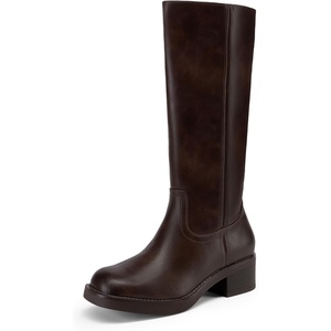 image:imageDREAM PAIRS Womens Square Toe Platform Chunky Block Heel Knee High Riding BootsDark Brown