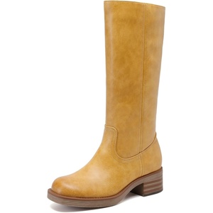 image:imageDREAM PAIRS Womens Square Toe Platform Chunky Block Heel Knee High Riding BootsYellow