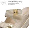 image:imageDREAM PAIRS Platform Sandals Women Raffia Espadrilles Summer Comfortable Wedge Sandals Beach Vacation Adjustable Buckle Cute Slide SandalsBeige