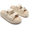 image:imageDREAM PAIRS Platform Sandals Women Raffia Espadrilles Summer Comfortable Wedge Sandals Beach Vacation Adjustable Buckle Cute Slide SandalsBeige
