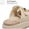 image:imageDREAM PAIRS Platform Sandals Women Raffia Espadrilles Summer Comfortable Wedge Sandals Beach Vacation Adjustable Buckle Cute Slide SandalsBeige