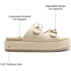 image:imageDREAM PAIRS Platform Sandals Women Raffia Espadrilles Summer Comfortable Wedge Sandals Beach Vacation Adjustable Buckle Cute Slide SandalsBeige