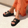 image:imageDREAM PAIRS Platform Sandals Women Raffia Espadrilles Summer Comfortable Wedge Sandals Beach Vacation Adjustable Buckle Cute Slide SandalsBlack