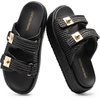 image:imageDREAM PAIRS Platform Sandals Women Raffia Espadrilles Summer Comfortable Wedge Sandals Beach Vacation Adjustable Buckle Cute Slide SandalsBlack