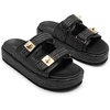image:imageDREAM PAIRS Platform Sandals Women Raffia Espadrilles Summer Comfortable Wedge Sandals Beach Vacation Adjustable Buckle Cute Slide SandalsBlack
