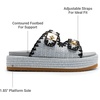 image:imageDREAM PAIRS Platform Sandals Women Raffia Espadrilles Summer Comfortable Wedge Sandals Beach Vacation Adjustable Buckle Cute Slide SandalsBlue