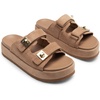 image:imageDREAM PAIRS Platform Sandals Women Raffia Espadrilles Summer Comfortable Wedge Sandals Beach Vacation Adjustable Buckle Cute Slide SandalsBrown