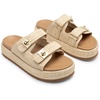 image:imageDREAM PAIRS Platform Sandals Women Raffia Espadrilles Summer Comfortable Wedge Sandals Beach Vacation Adjustable Buckle Cute Slide SandalsNatural