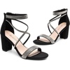 image:imageDREAM PAIRS Womens Chunky Block Heel Sandals Open Toe Ankle Strap Dress Shoes Comfortable Wedding Guest Heels for Party Prom and Formal EventsBlacksuede