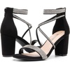 image:imageDREAM PAIRS Womens Chunky Block Heel Sandals Open Toe Ankle Strap Dress Shoes Comfortable Wedding Guest Heels for Party Prom and Formal EventsBlacksuede