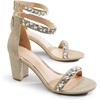 image:imageDREAM PAIRS Womens Chunky Block Heel Sandals Open Toe Ankle Strap Dress Shoes Comfortable Wedding Guest Heels for Party Prom and Formal EventsGoldrhinestone