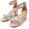 image:imageDREAM PAIRS Womens Chunky Block Heel Sandals Open Toe Ankle Strap Dress Shoes Comfortable Wedding Guest Heels for Party Prom and Formal EventsNude Pinksatin