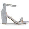 image:imageDREAM PAIRS Womens Chunky Block Heel Sandals Open Toe Ankle Strap Dress Shoes Comfortable Wedding Guest Heels for Party Prom and Formal EventsSilverrhinestone