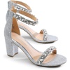 image:imageDREAM PAIRS Womens Chunky Block Heel Sandals Open Toe Ankle Strap Dress Shoes Comfortable Wedding Guest Heels for Party Prom and Formal EventsSilverrhinestone