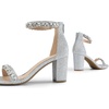 image:imageDREAM PAIRS Womens Chunky Block Heel Sandals Open Toe Ankle Strap Dress Shoes Comfortable Wedding Guest Heels for Party Prom and Formal EventsSilverrhinestone