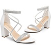 image:imageDREAM PAIRS Womens Chunky Block Heel Sandals Open Toe Ankle Strap Dress Shoes Comfortable Wedding Guest Heels for Party Prom and Formal EventsWhitepu