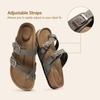 image:imageDREAM PAIRS Womens Comfortable Cork Sandals Suede Leather Insole Slides Arch Support Walking SandalsMocha