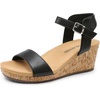 image:imageDREAM PAIRS Womens Open Toe Buckle Ankle Strap Platform Wedge Sandals for Women Summer Dressy ShoesBlackPu