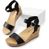 image:imageDREAM PAIRS Womens Open Toe Buckle Ankle Strap Platform Wedge Sandals for Women Summer Dressy ShoesBlackPu