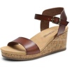 image:imageDREAM PAIRS Womens Open Toe Buckle Ankle Strap Platform Wedge Sandals for Women Summer Dressy ShoesBrownpu