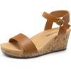 image:imageDREAM PAIRS Womens Open Toe Buckle Ankle Strap Platform Wedge Sandals for Women Summer Dressy ShoesCamelPu
