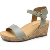 image:imageDREAM PAIRS Womens Open Toe Buckle Ankle Strap Platform Wedge Sandals for Women Summer Dressy ShoesGreyPu