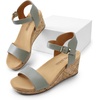 image:imageDREAM PAIRS Womens Open Toe Buckle Ankle Strap Platform Wedge Sandals for Women Summer Dressy ShoesGreyPu