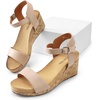 image:imageDREAM PAIRS Womens Open Toe Buckle Ankle Strap Platform Wedge Sandals for Women Summer Dressy ShoesNudePu