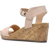 image:imageDREAM PAIRS Womens Open Toe Buckle Ankle Strap Platform Wedge Sandals for Women Summer Dressy ShoesNudePu