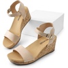 image:imageDREAM PAIRS Womens Open Toe Buckle Ankle Strap Platform Wedge Sandals for Women Summer Dressy ShoesNudesuede