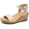 image:imageDREAM PAIRS Womens Open Toe Buckle Ankle Strap Platform Wedge Sandals for Women Summer Dressy ShoesNudesuede