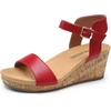 image:imageDREAM PAIRS Womens Open Toe Buckle Ankle Strap Platform Wedge Sandals for Women Summer Dressy ShoesRedPu