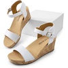 image:imageDREAM PAIRS Womens Open Toe Buckle Ankle Strap Platform Wedge Sandals for Women Summer Dressy ShoesWhitePu