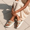 image:imageDREAM PAIRS Womens Platform Sandals Wedge Chunky Heel Slipon Comfort Slides with Arch Support Cork Footbed Adjustable Buckle Summer Slide SandalsBeige