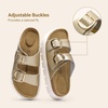 image:imageDREAM PAIRS Womens Platform Sandals Wedge Chunky Heel Slipon Comfort Slides with Arch Support Cork Footbed Adjustable Buckle Summer Slide SandalsGold