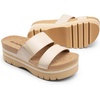 image:imageDREAM PAIRS Womens Platform Slides Sandals Comfortable Arch Support Two Strap Slip On Fashion Beach Wedge SandalsBeige