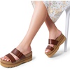 image:imageDREAM PAIRS Womens Platform Slides Sandals Comfortable Arch Support Two Strap Slip On Fashion Beach Wedge SandalsBrown