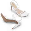 image:imageDREAM PAIRS Womens Slingback Heels High Stilettos Open Square Toe Ankle Strap Pumps Sexy Comfort Strappy Dress Shoes Wedding Bridal Heeled SandalsWhitepu