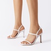 image:imageDREAM PAIRS Womens Slingback Heels High Stilettos Open Square Toe Ankle Strap Pumps Sexy Comfort Strappy Dress Shoes Wedding Bridal Heeled SandalsWhitepu