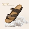 image:imageDREAM PAIRS Womens Thong Slide Sandals with Cork Footbed Open Toe Adjustable Slip On Slippers Comfort Flat Sandals for SummerDark Brown