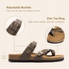 image:imageDREAM PAIRS Womens Thong Slide Sandals with Cork Footbed Open Toe Adjustable Slip On Slippers Comfort Flat Sandals for SummerDark Brown