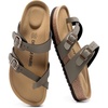 image:imageDREAM PAIRS Womens Comfortable Cork Sandals Suede Leather Insole Slides Arch Support Walking SandalsMocha