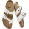 image:imageDREAM PAIRS Womens Comfortable Cork Sandals Suede Leather Insole Slides Arch Support Walking SandalsWhite