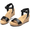 image:imageDREAM PAIRS Womens Open Toe Buckle Ankle Strap Platform Wedge Sandals for Women Summer Dressy ShoesBlackPu